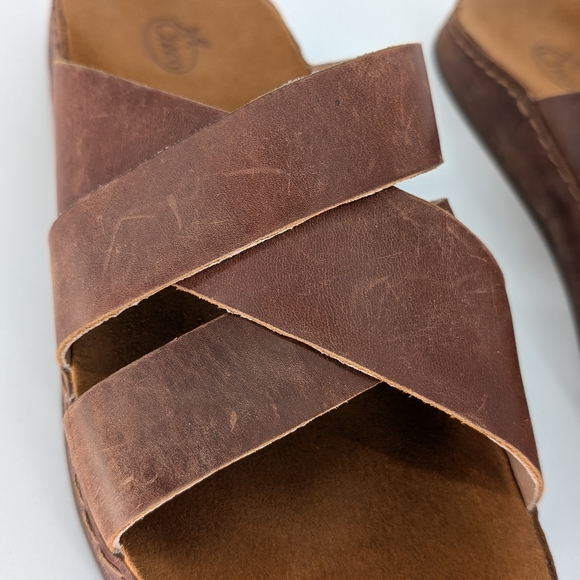Chaco Wayfarer Slide Leather Cross-Strap Sandal | Size 9 | Toffee Brown Summer - Picture 6 of 17